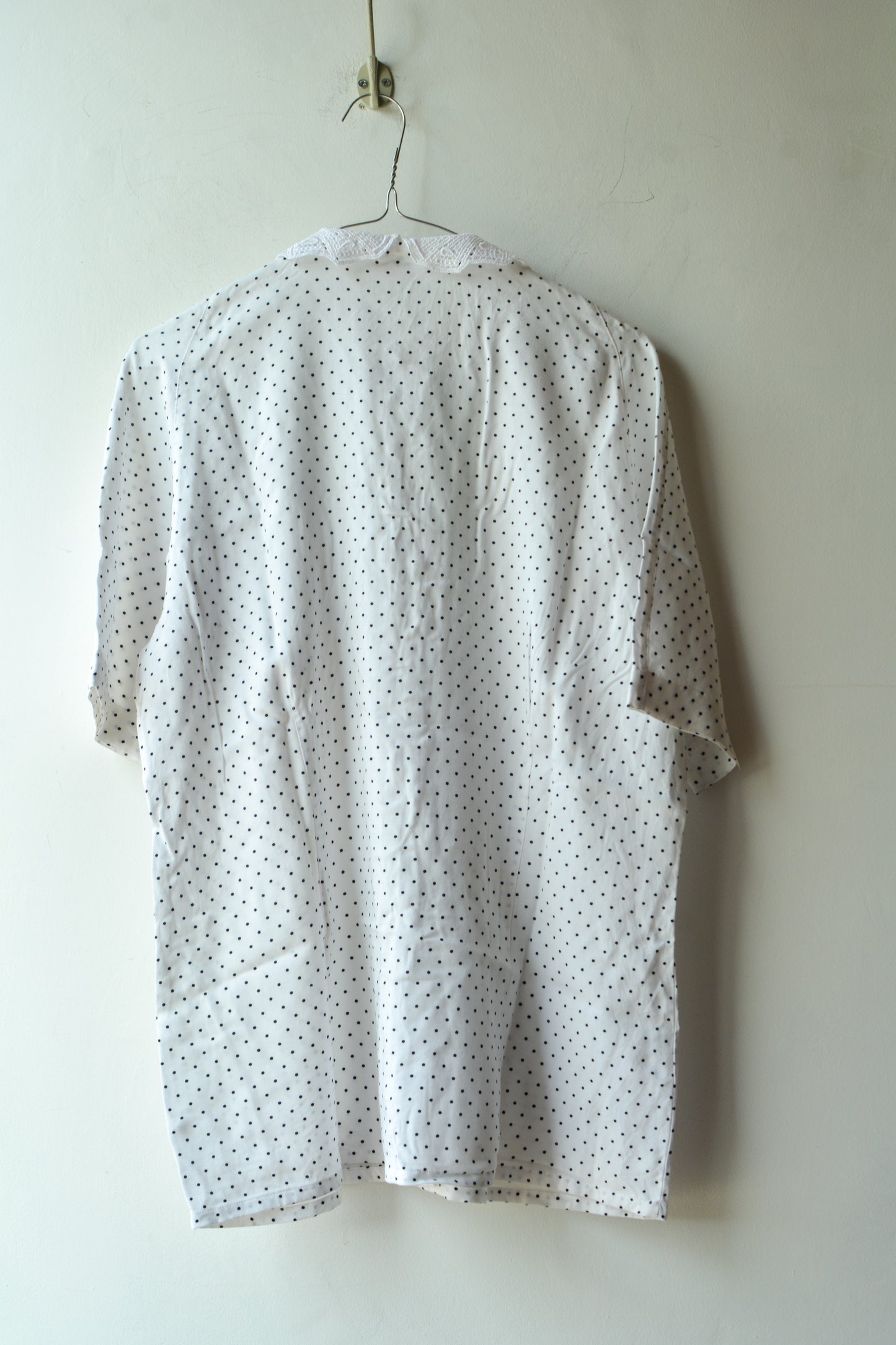 Blusa Vintage Wappen a Pois con Colletto in Pizzo
