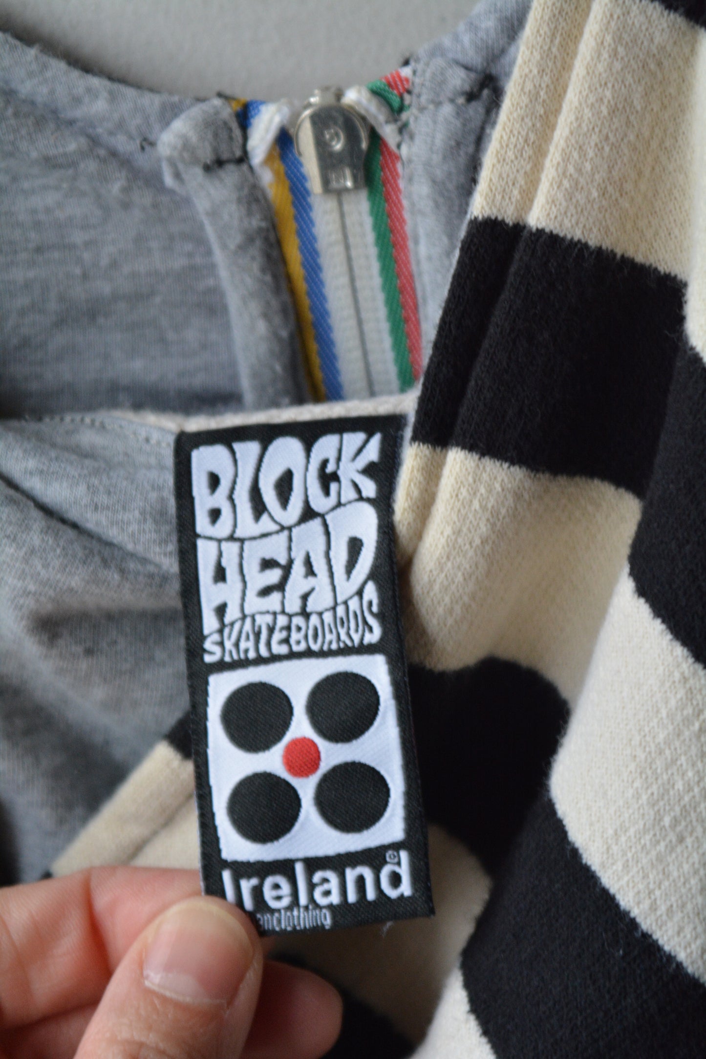 Blockhead Skateboards Ireland a Righe Bianco/Nero – Taglia XL