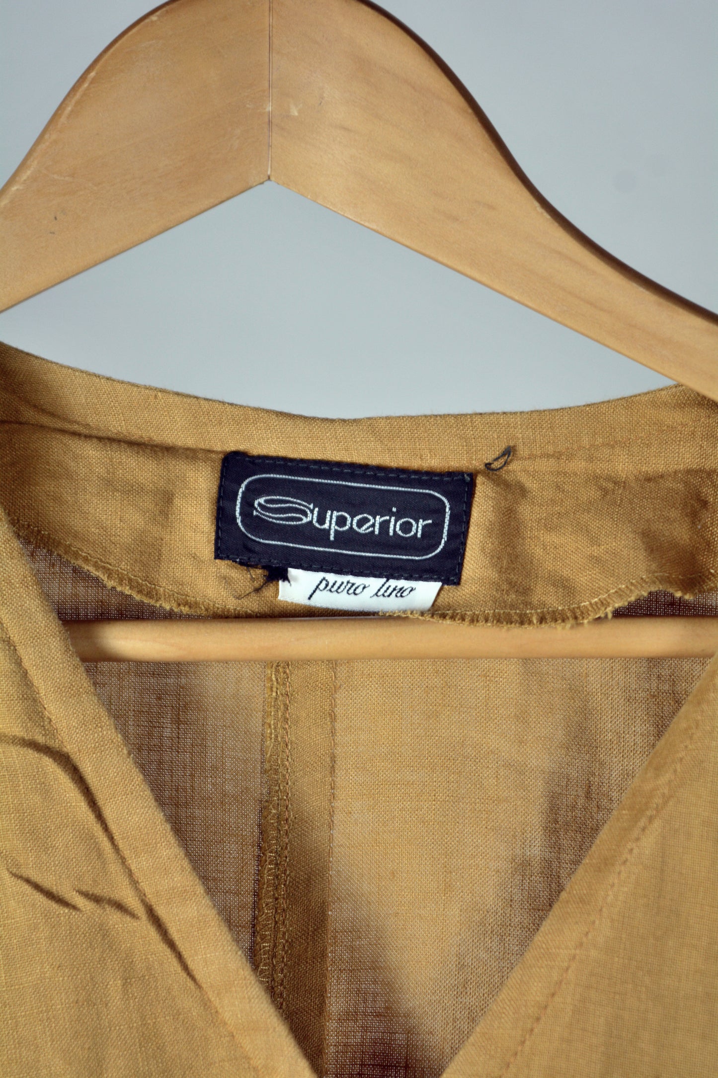 Superior Vestito Vintage Puro Lino Senape — Anni '90
