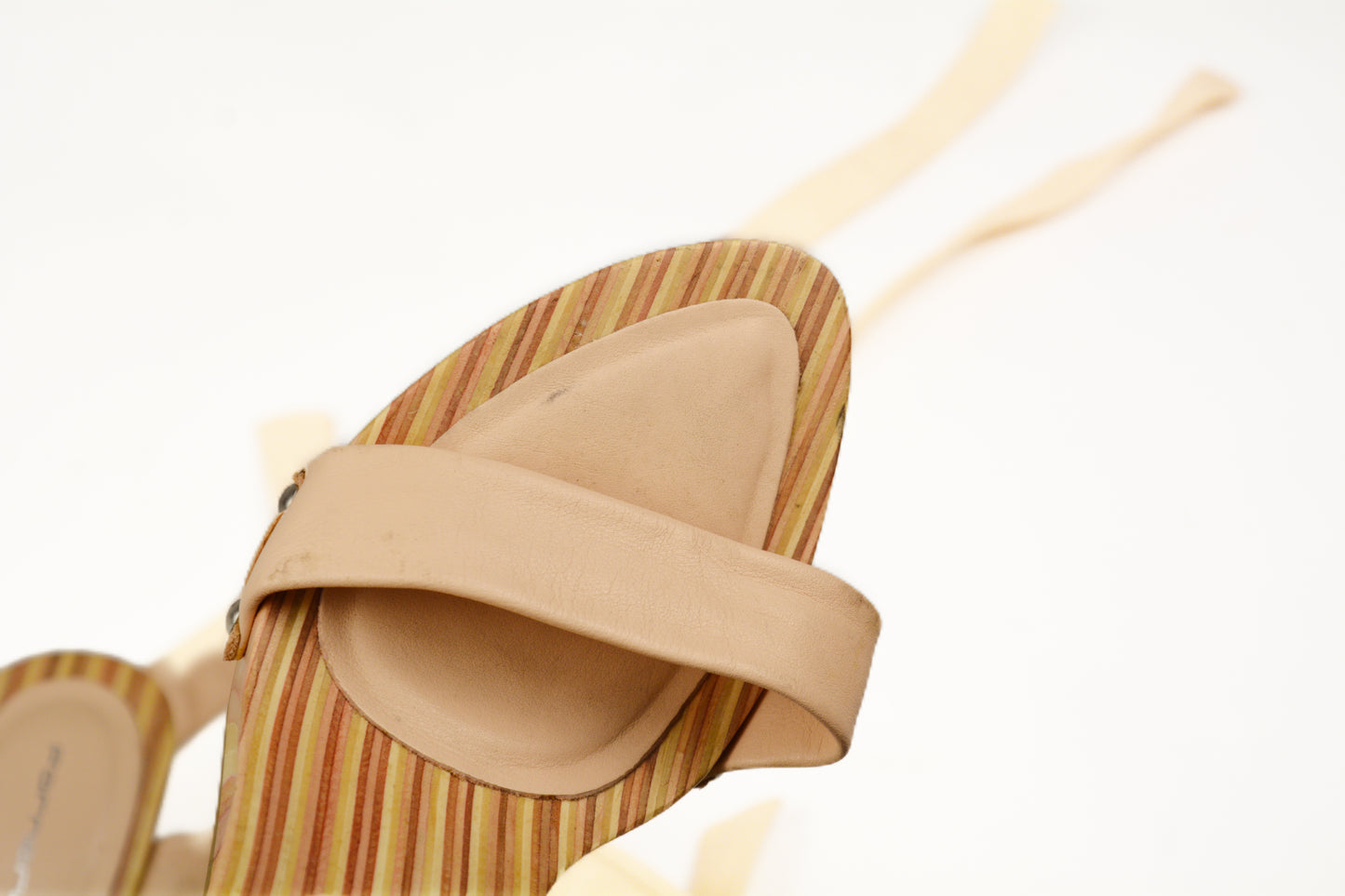 Fornarina Sandali Zeppa Legno Vintage — Lacci Nude — EU 35.5