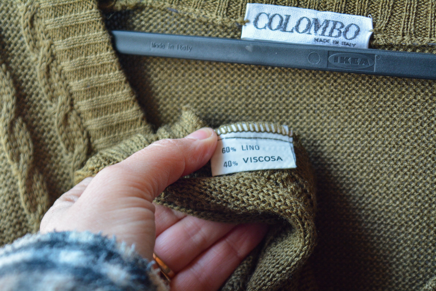 Colombo — Cardigan Lino Viscosa Verde Oliva Taglia XL