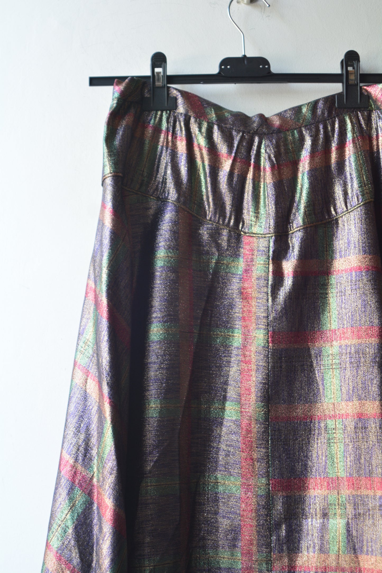 Gonna Midi Lurex Vintage Tartan Metallizzato — Anni '70