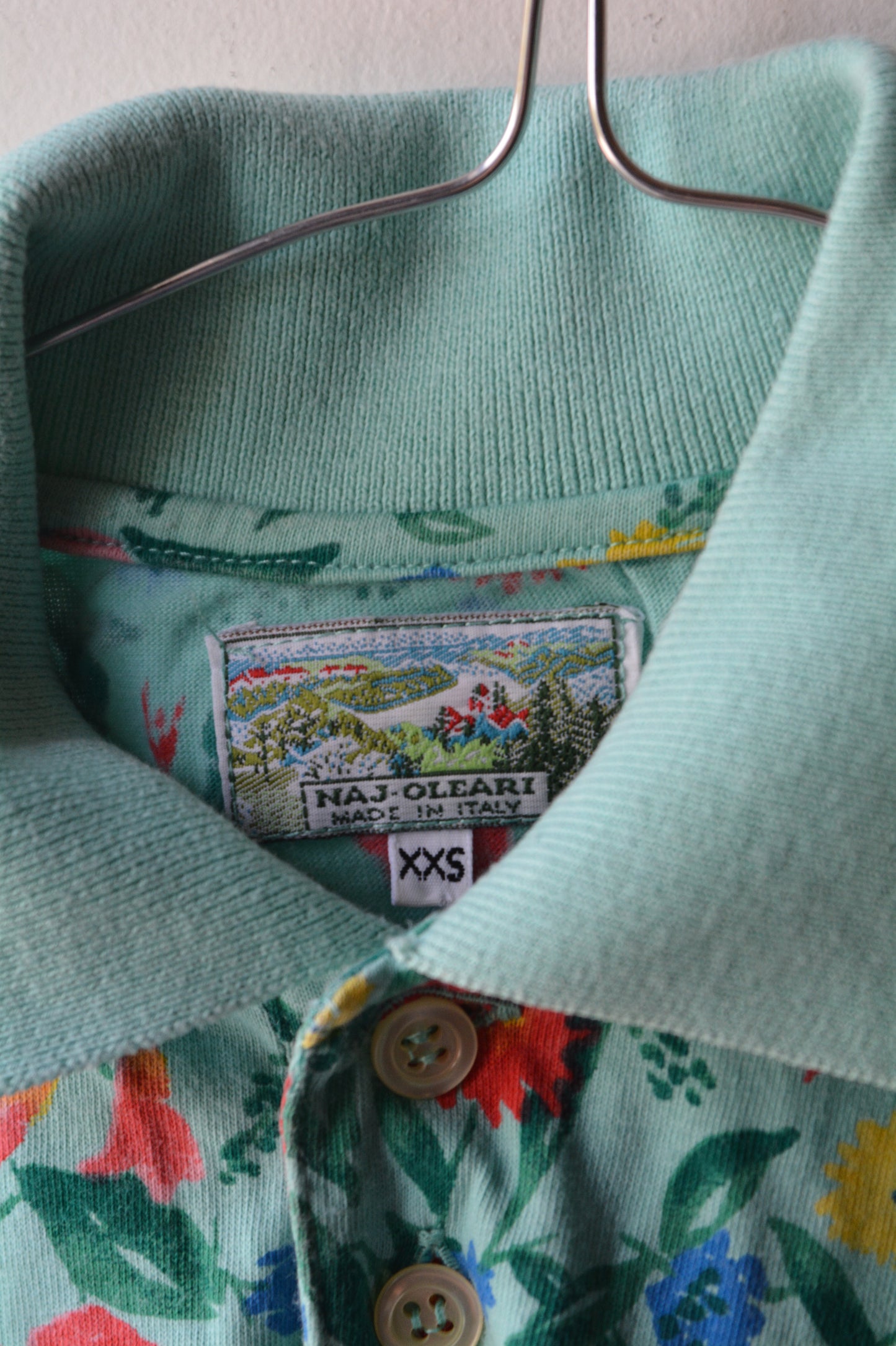 Naj-Oleari Polo Floreale Verde Acqua — Made in Italy