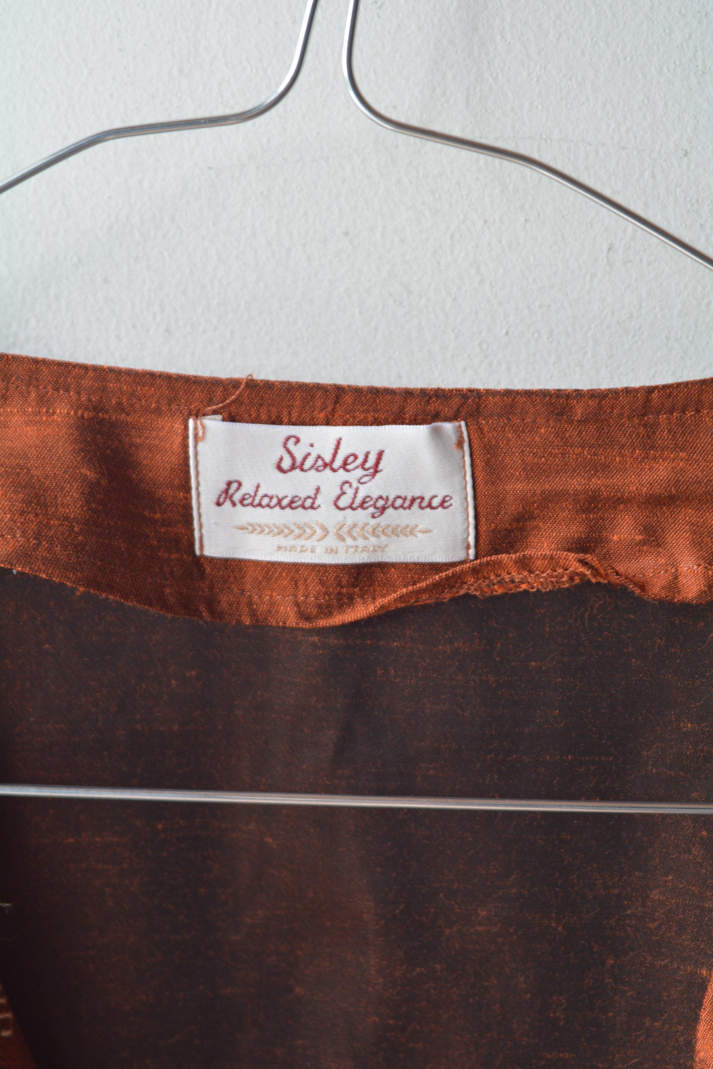 Gilet Vintage Sisley Relaxed Elegance Ruggine Pois Jacquard