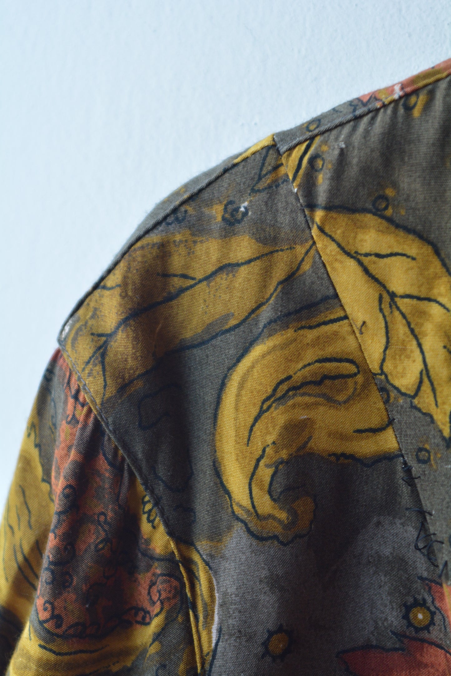 Blusa Sartoriale Paisley Barocco — Fiocco Lavallière Senape Donna Anni ’70