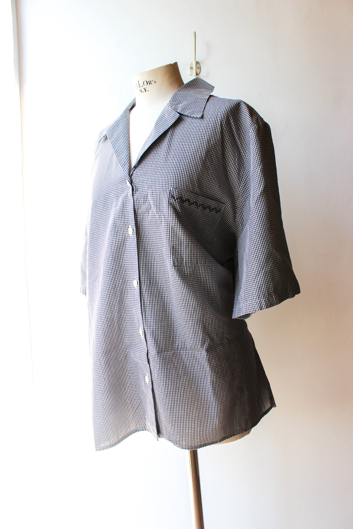 Camicia Giacca Vintage a Quadretti Vichy Neri
