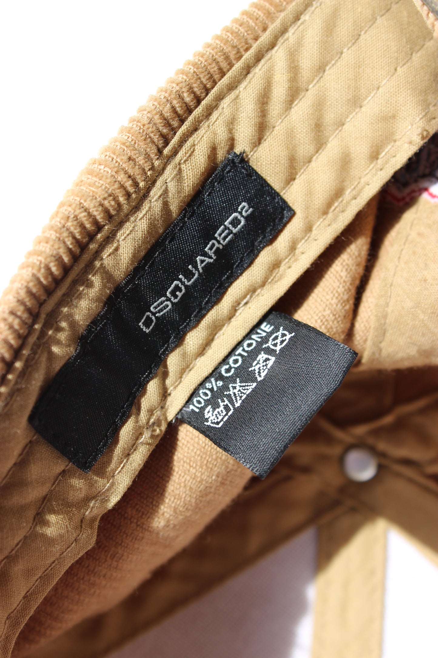 Dsquared2 Cappellino Velluto a Coste Beige Vintage