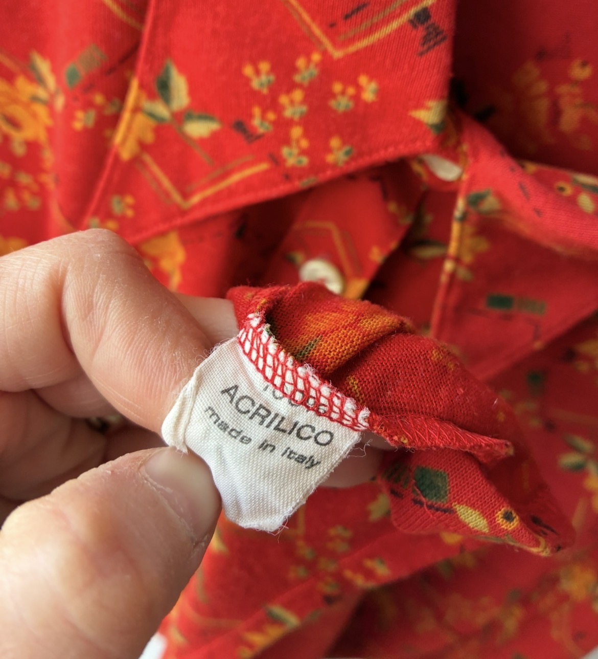 Camicia Vintage Anni '70 Floreale Rosso Fuoco – Made in Italy