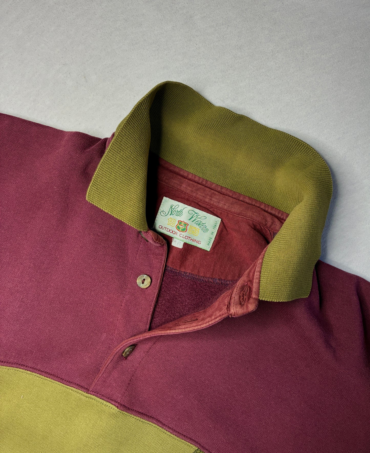 North Western Felpa Rugby Color Block Bordeaux Verde Oliva