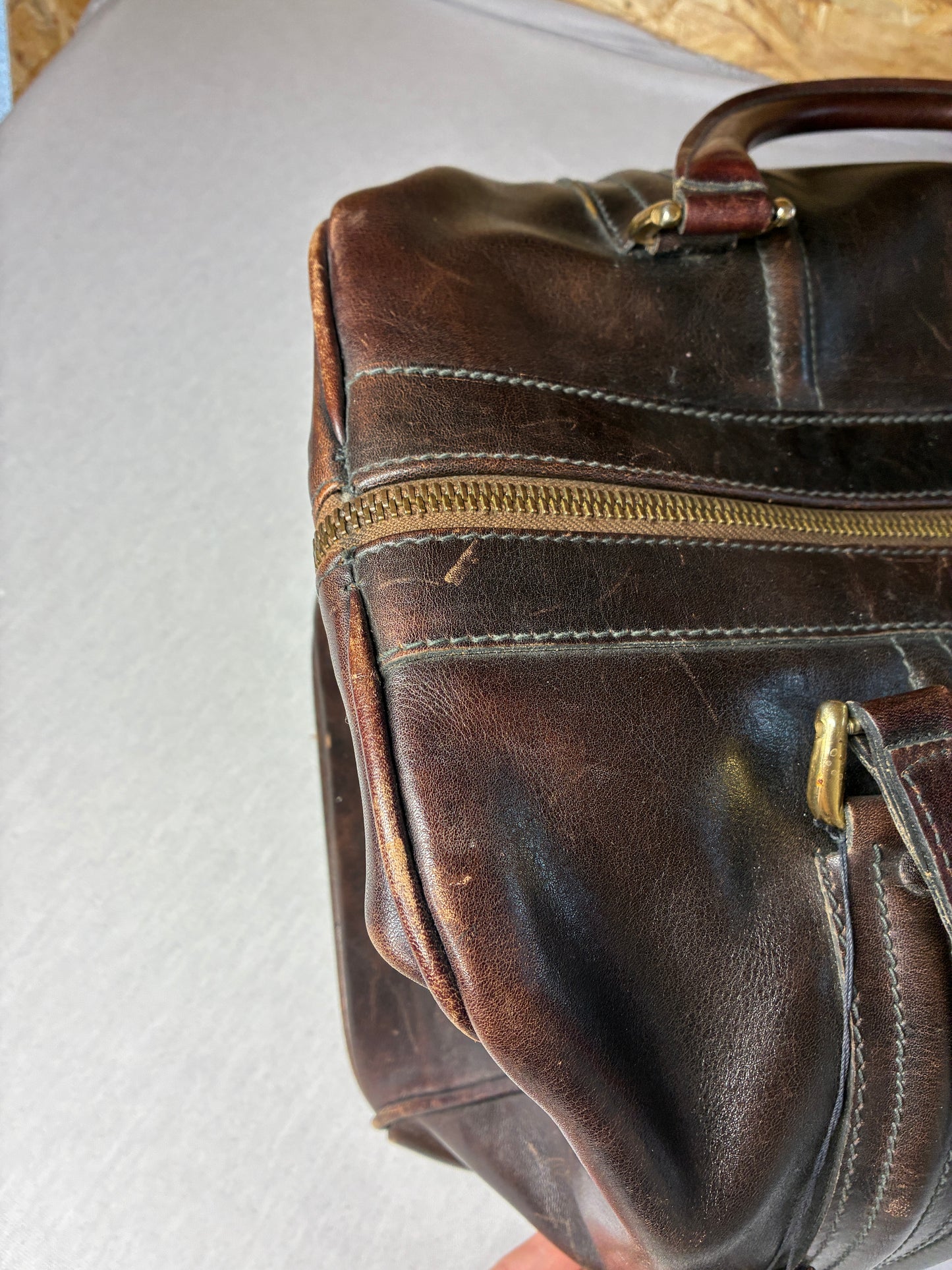 Borsa da Viaggio Vintage in Pelle Marrone
