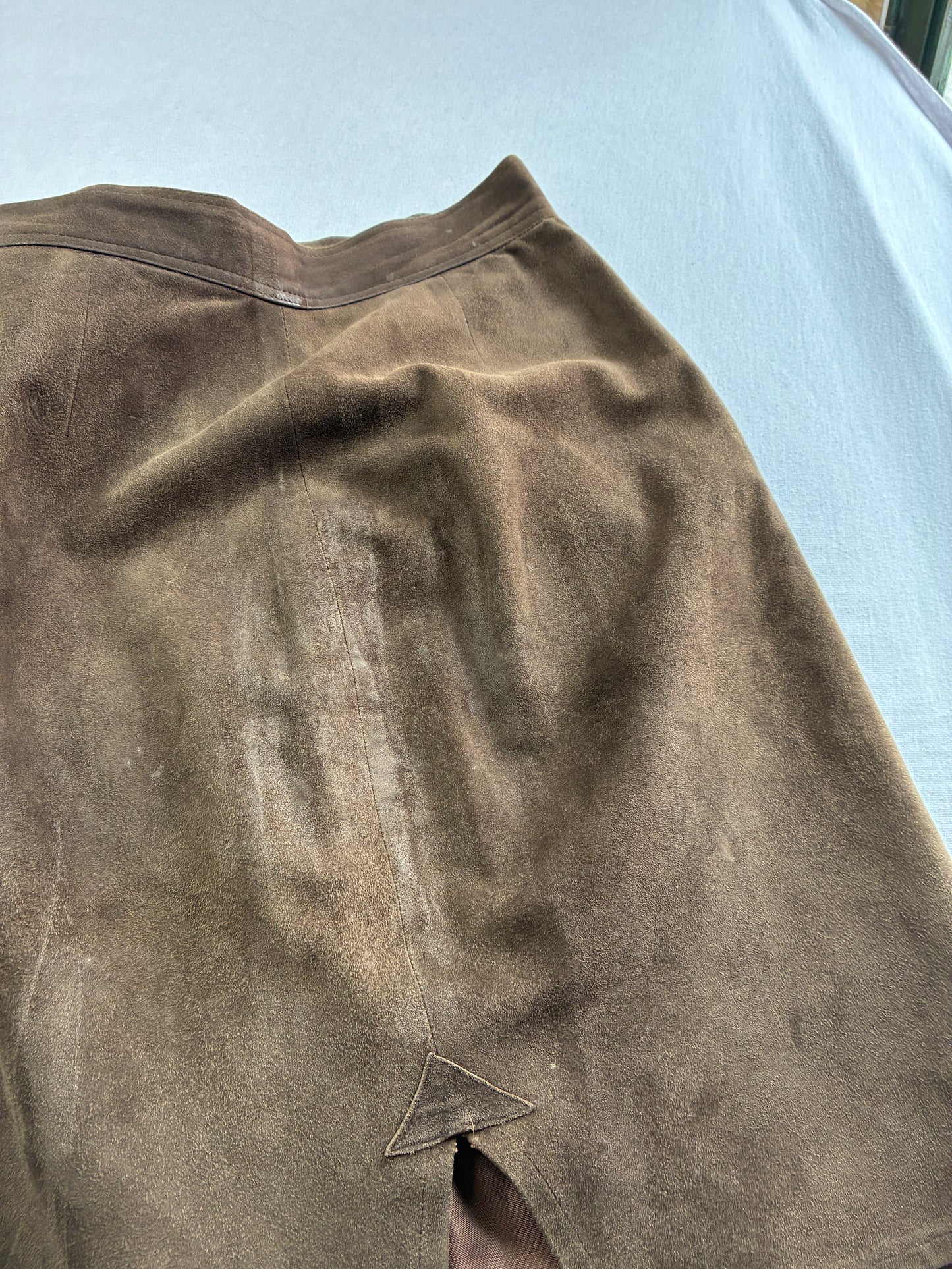 Fendi Roma – Gonna in Vera Pelle Scamosciata Marrone Taglia 42