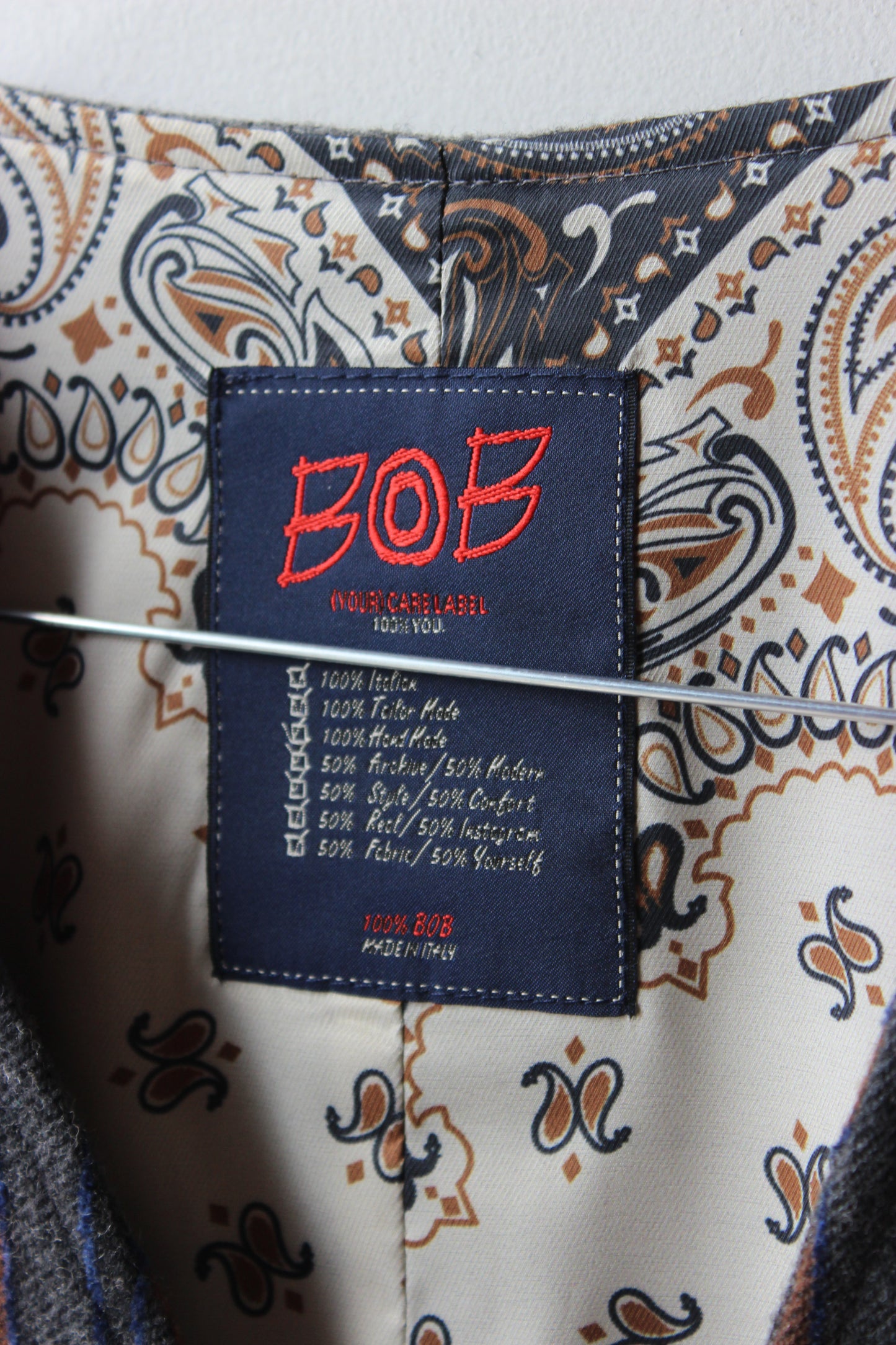 Gilet BOB Vintage Grigio a Righe Made in Italy Taglia 54