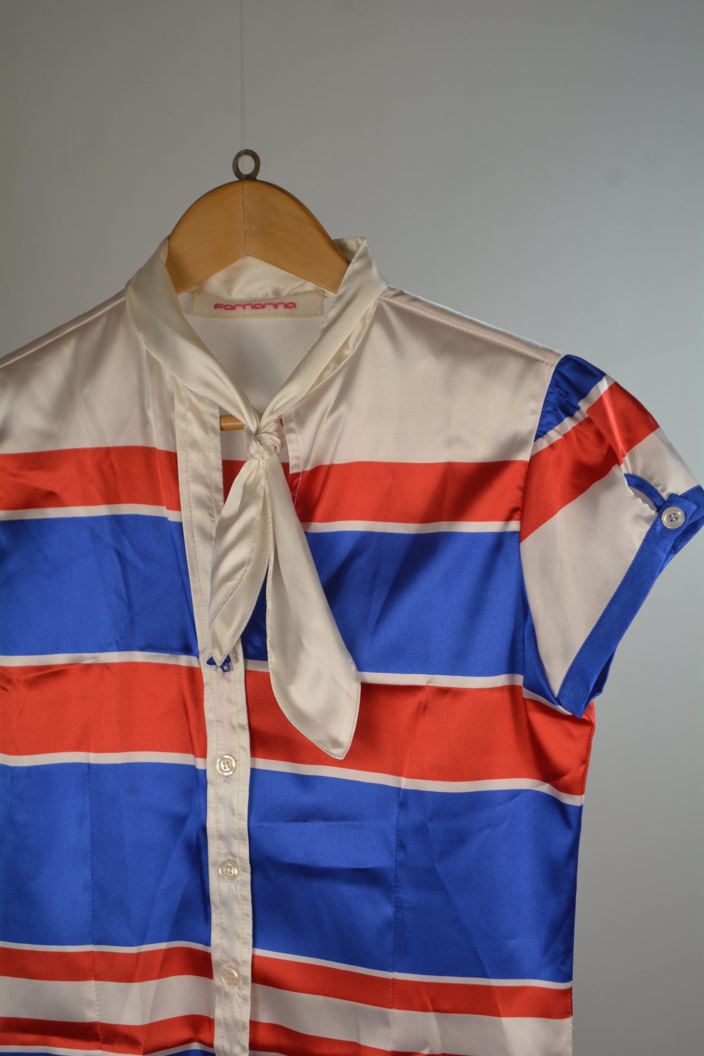 Fornarina Camicia a Righe in Raso — Vintage Y2K