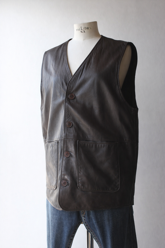 Vera Pelle Gilet in Pelle Nera Vintage Made in Italy — Taglia M