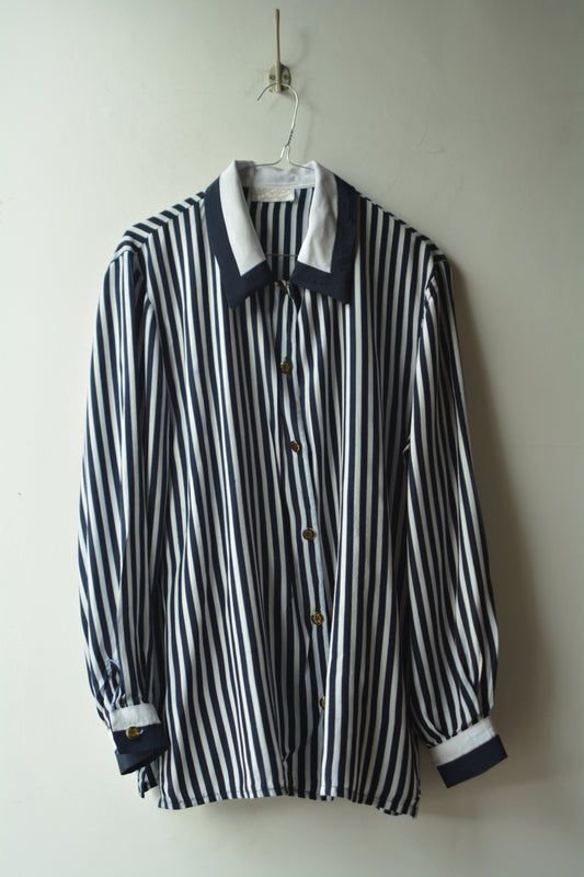 Camicia Vintage Paola S. Linea Oro – Righe Navy e Bianco