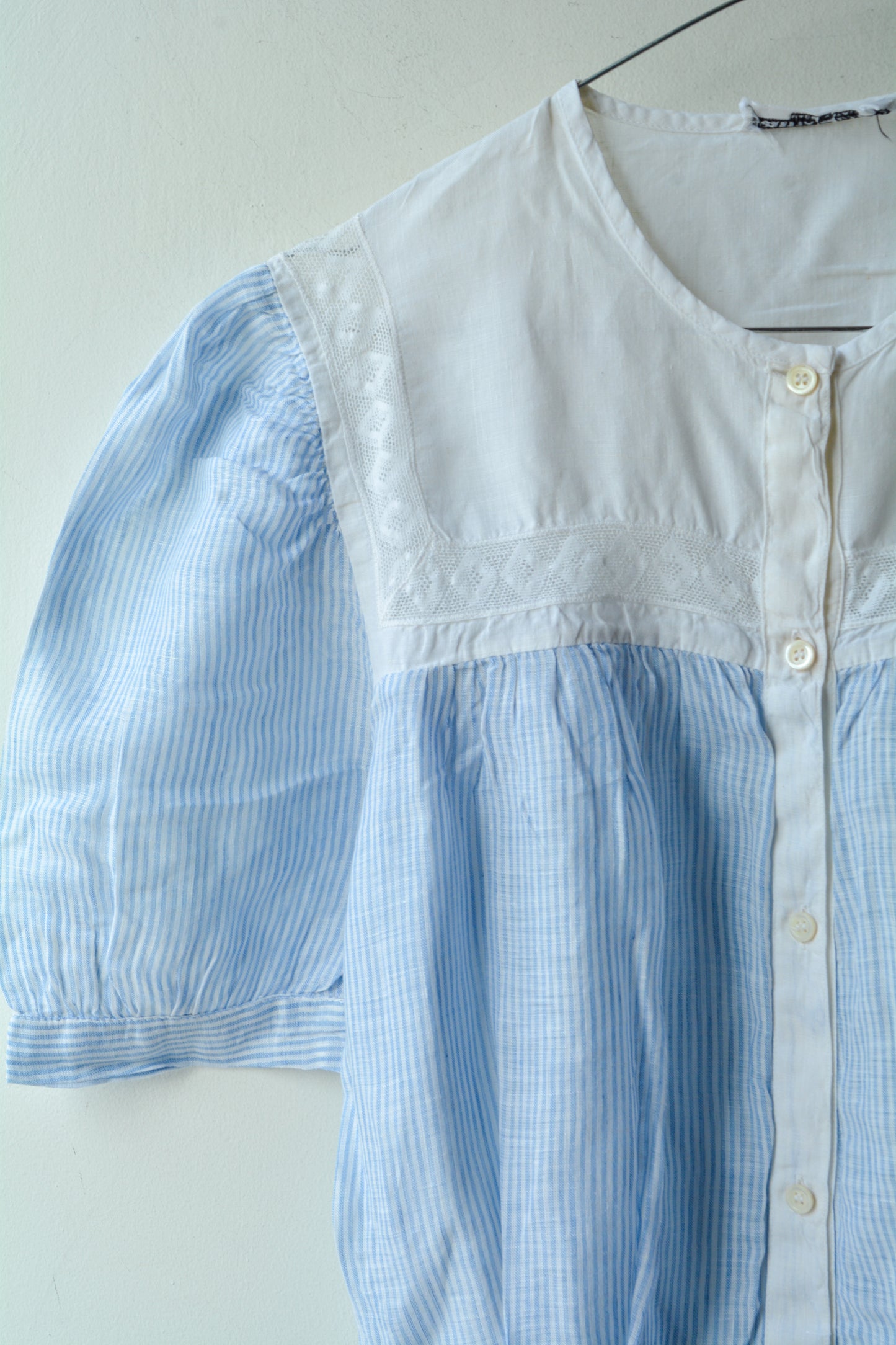Abito Vintage Loretta di Lore Righe Azzurro Lino