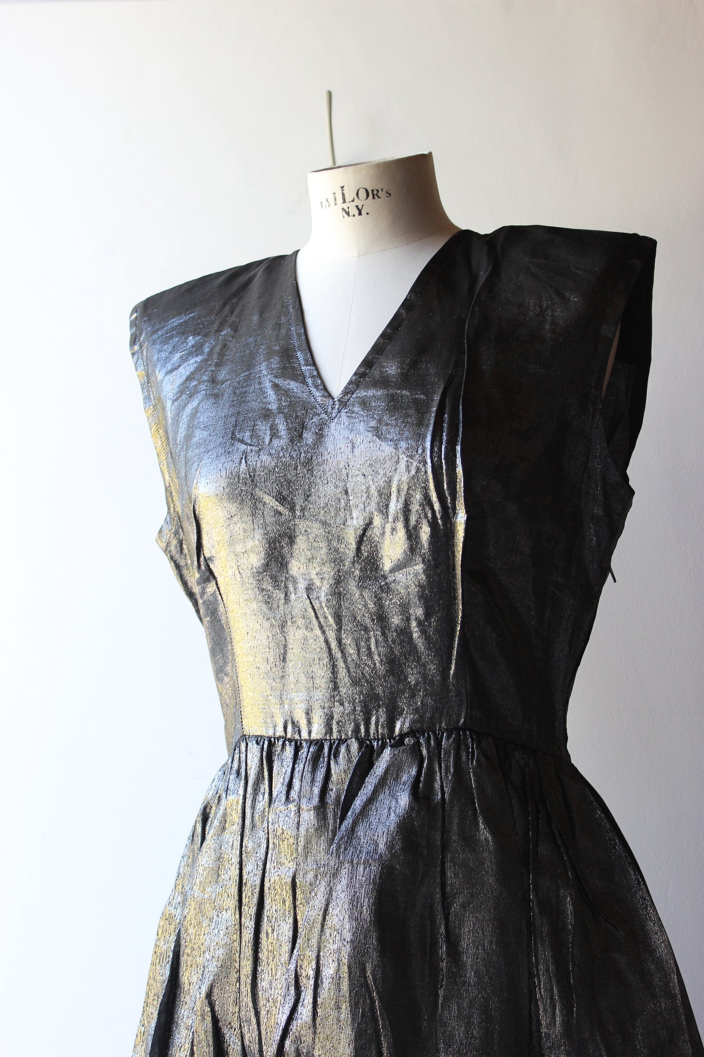 LE PRIME Mario Pucci Cecconi Vintage Abito Lamé Nero argento - Made in Italy
