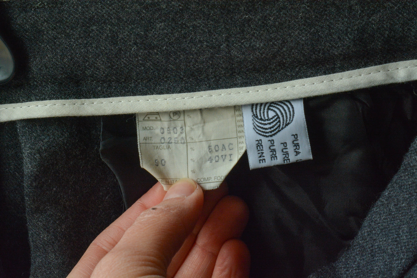 Pantaloni Vintage Lana Grigia con Pince