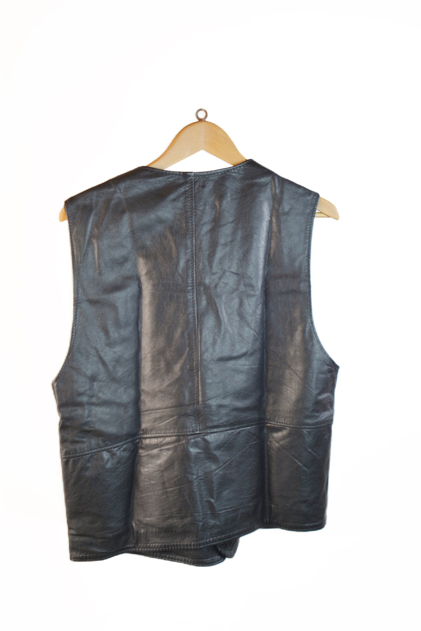 Vera Pelle Gilet in Pelle Nera Vintage Made in Italy — Taglia M