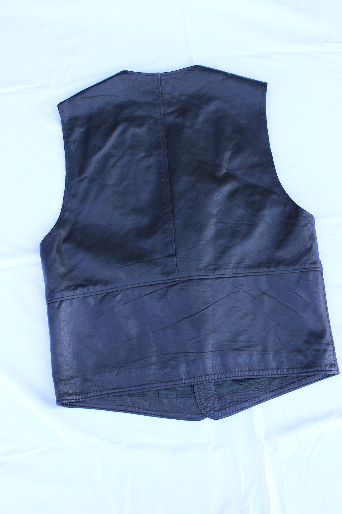 Vera Pelle Gilet in Pelle Nera Vintage Made in Italy — Taglia M
