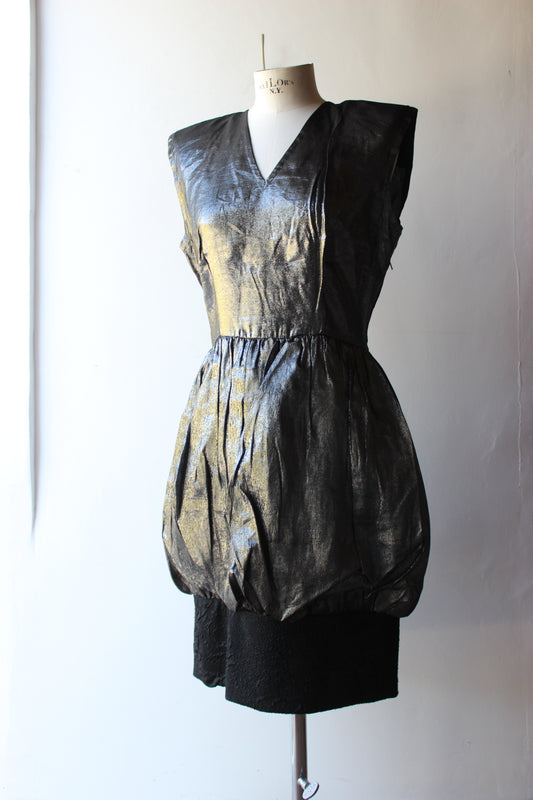 LE PRIME Mario Pucci Cecconi Vintage Abito Lamé Nero argento - Made in Italy