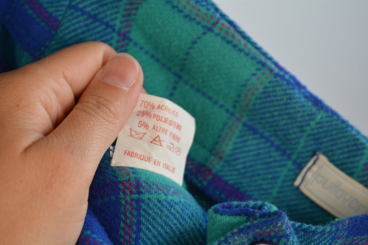 Pulloveria — Pantaloni Tartan Turchese Vita Alta Taglia 42