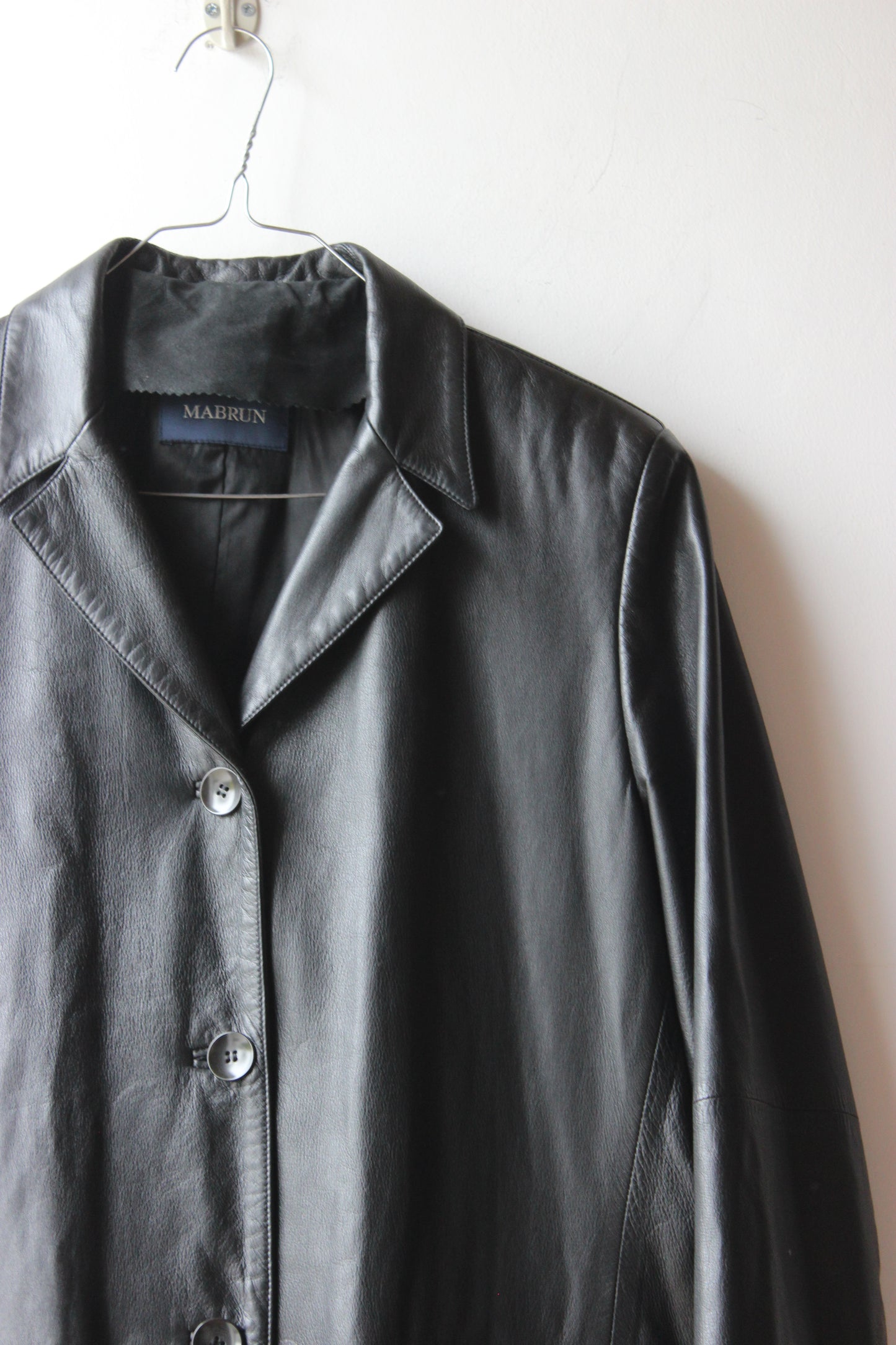 Cappotto in Pelle Vintage Nero Mabrun - Taglia 46