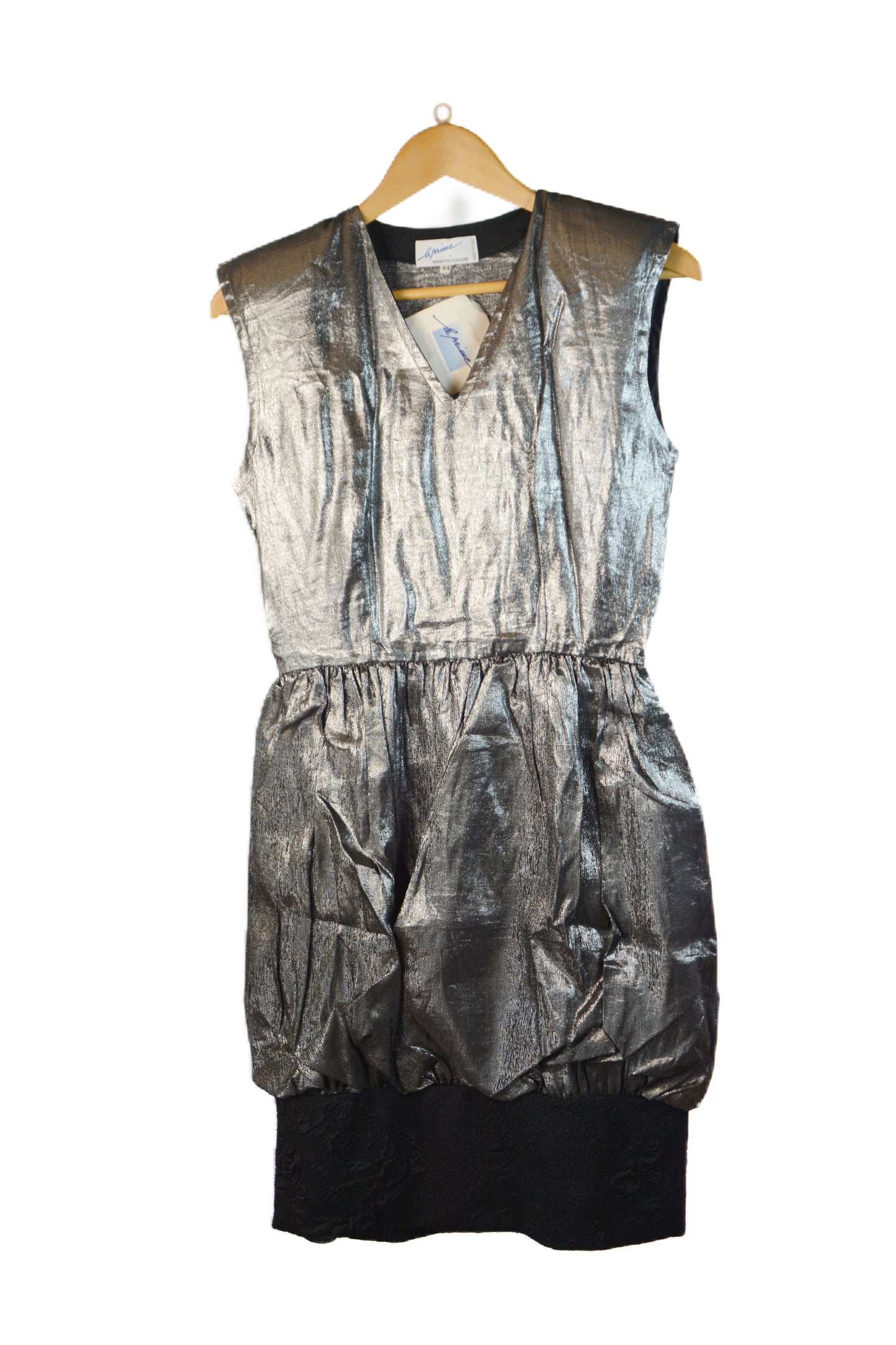 LE PRIME Mario Pucci Cecconi Vintage Abito Lamé Nero argento - Made in Italy