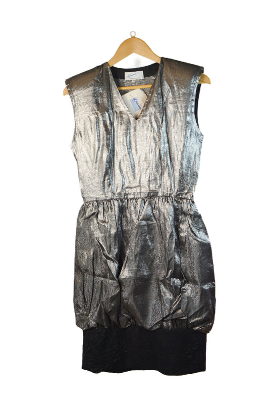 LE PRIME Mario Pucci Cecconi Vintage Abito Lamé Nero argento - Made in Italy
