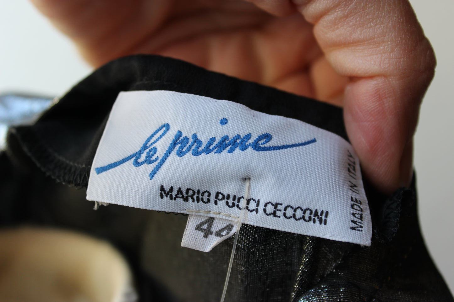 LE PRIME Mario Pucci Cecconi Vintage Abito Lamé Nero argento - Made in Italy