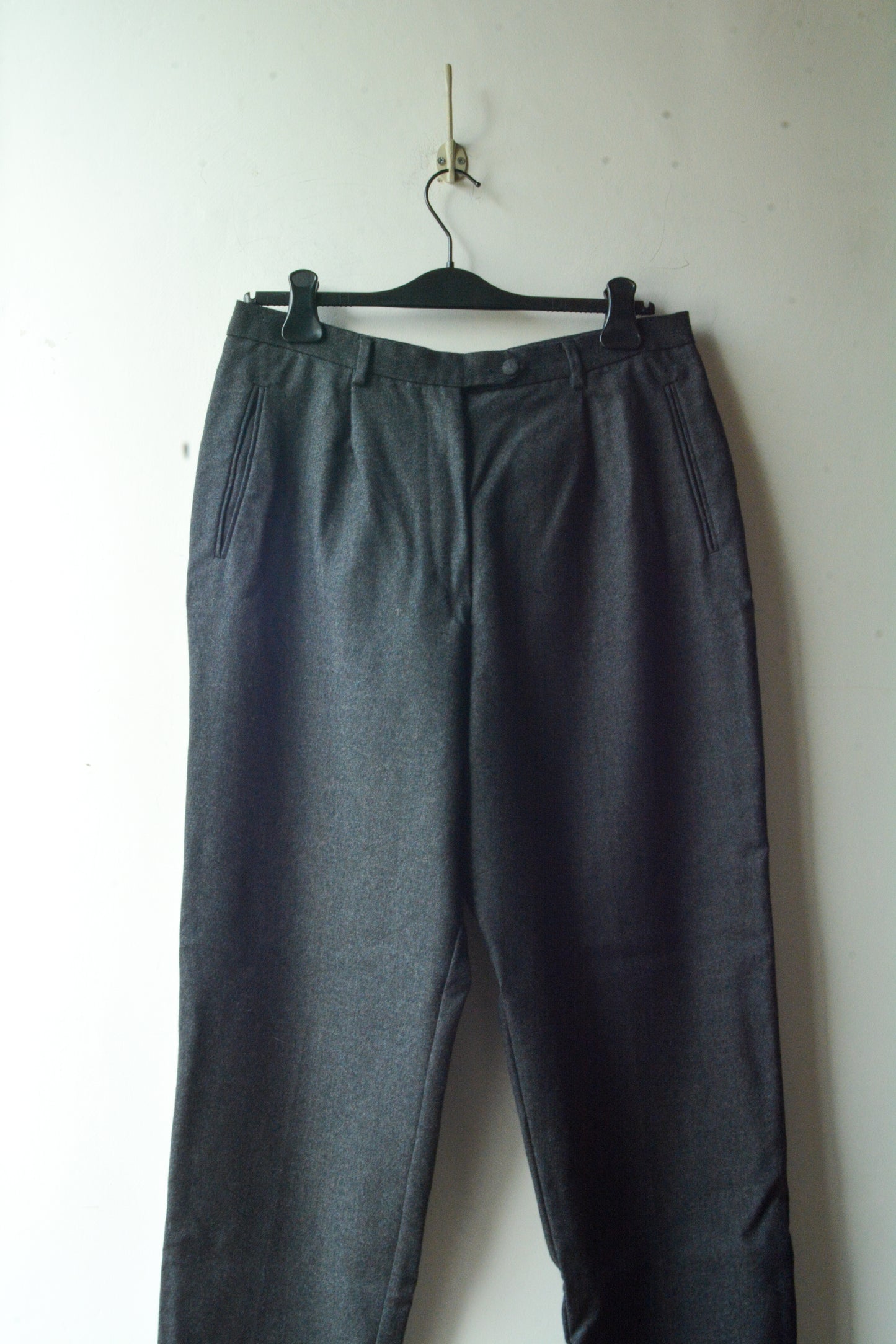 Pantaloni Vintage Lana Grigia con Pince