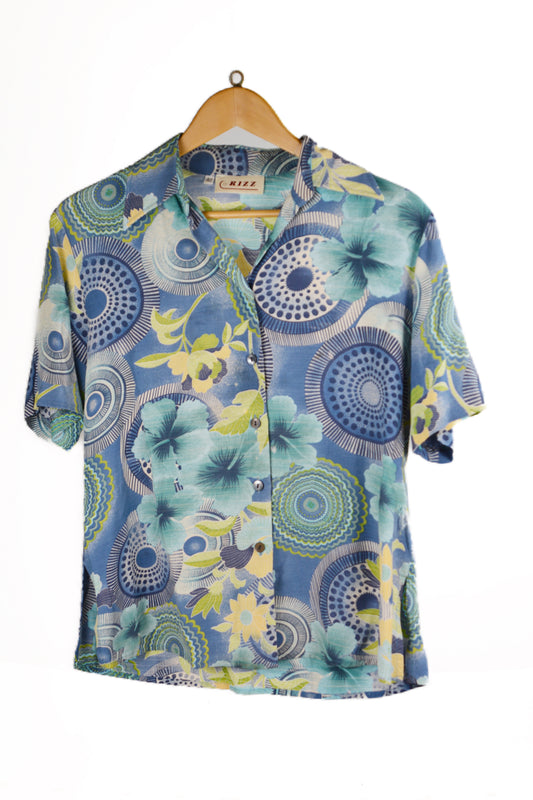 RIZZ Camicia Hawaiana Vintage — Stampa Floreale Mandala — Taglia 42
