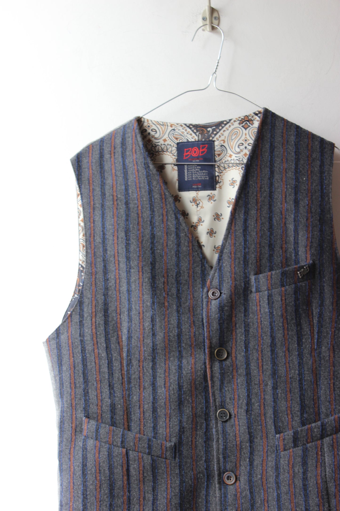 Gilet BOB Vintage Grigio a Righe Made in Italy Taglia 54