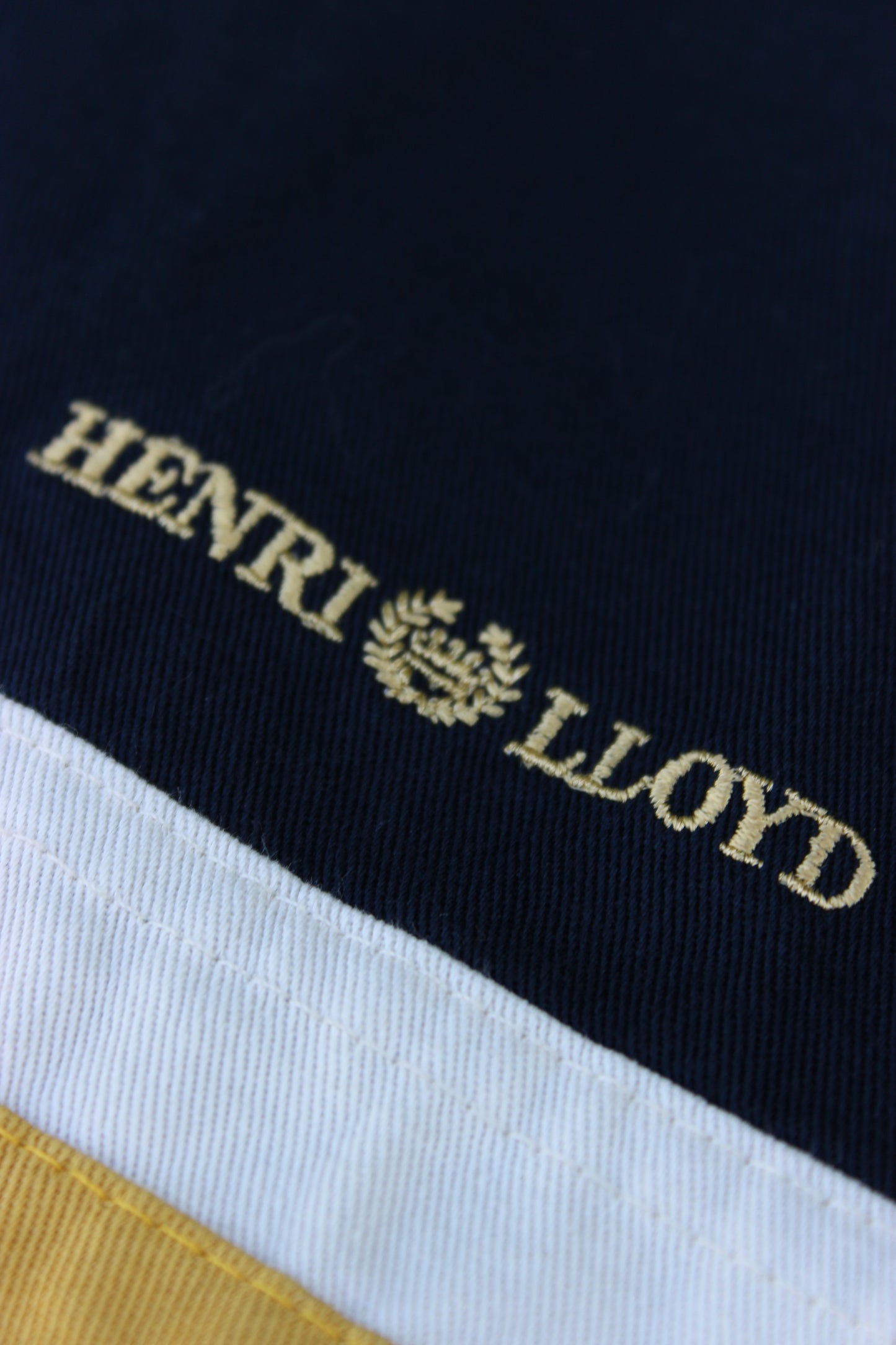 Pullover Vintage Henri Lloyd – Mezza Zip Navy Banda Gialla