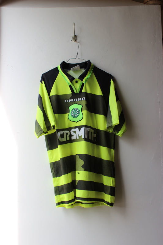Maglia Celtic FC Umbro vintage giallo fluo e nero - Taglia L