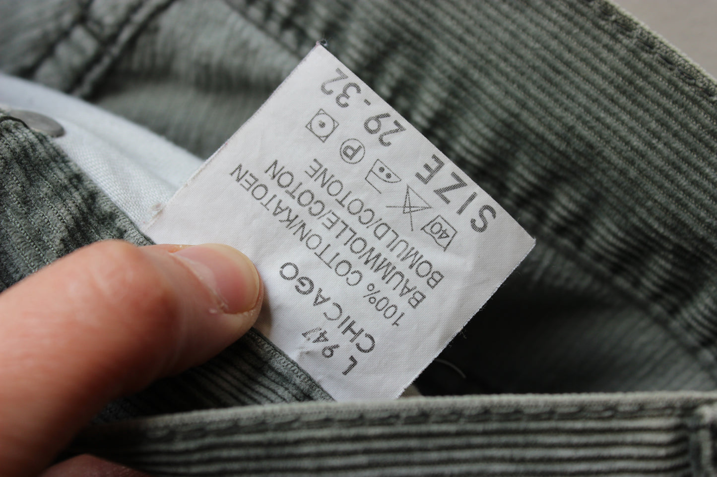 Pantaloni Lee Vintage Verde Salvia a Coste Taglia 52