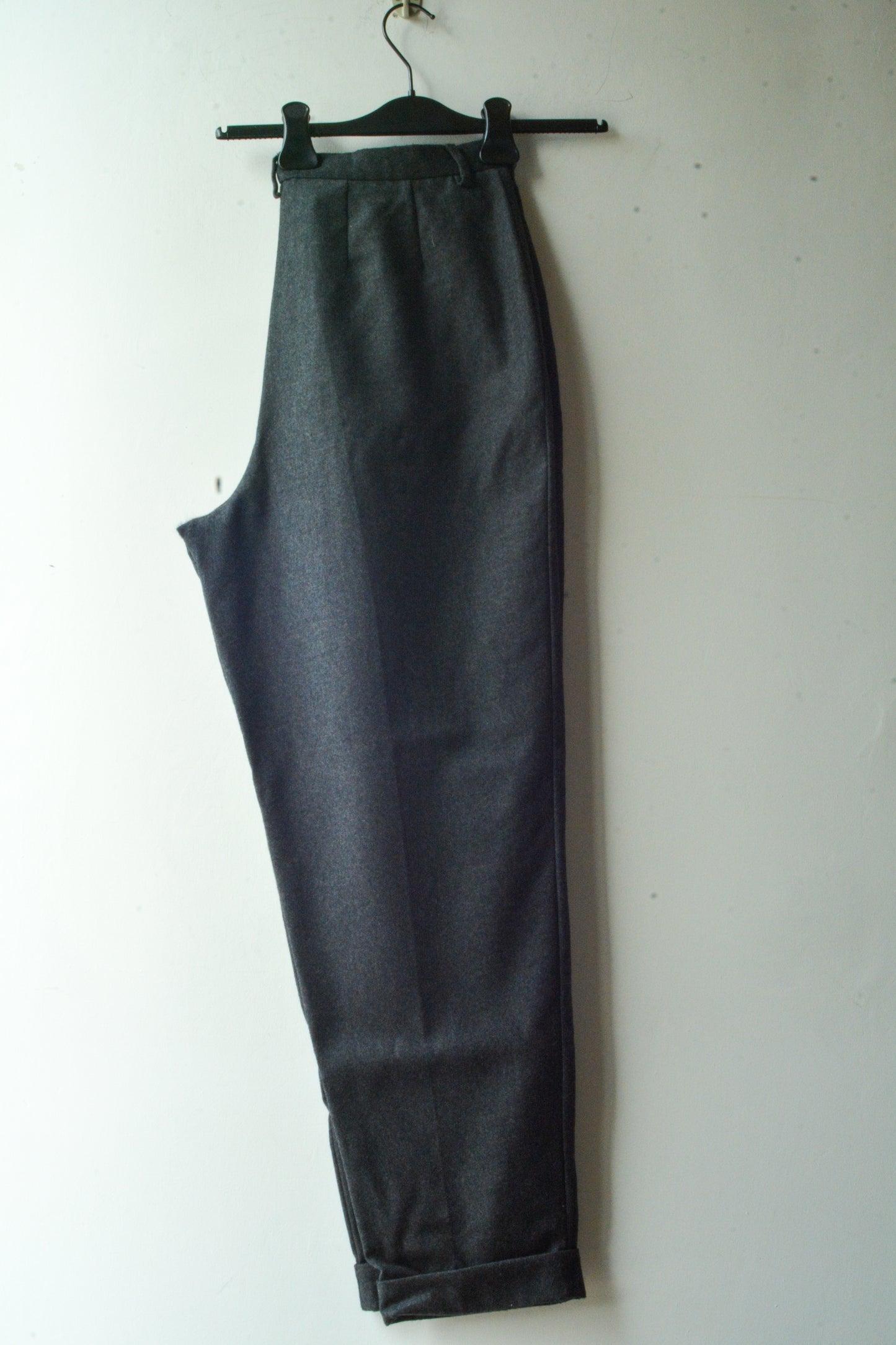 Pantaloni Vintage Lana Grigia con Pince