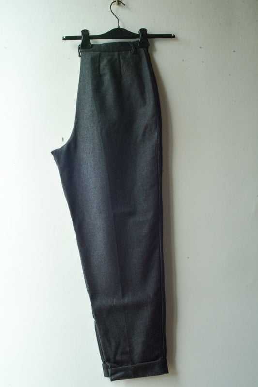 Pantaloni Vintage Lana Grigia con Pince