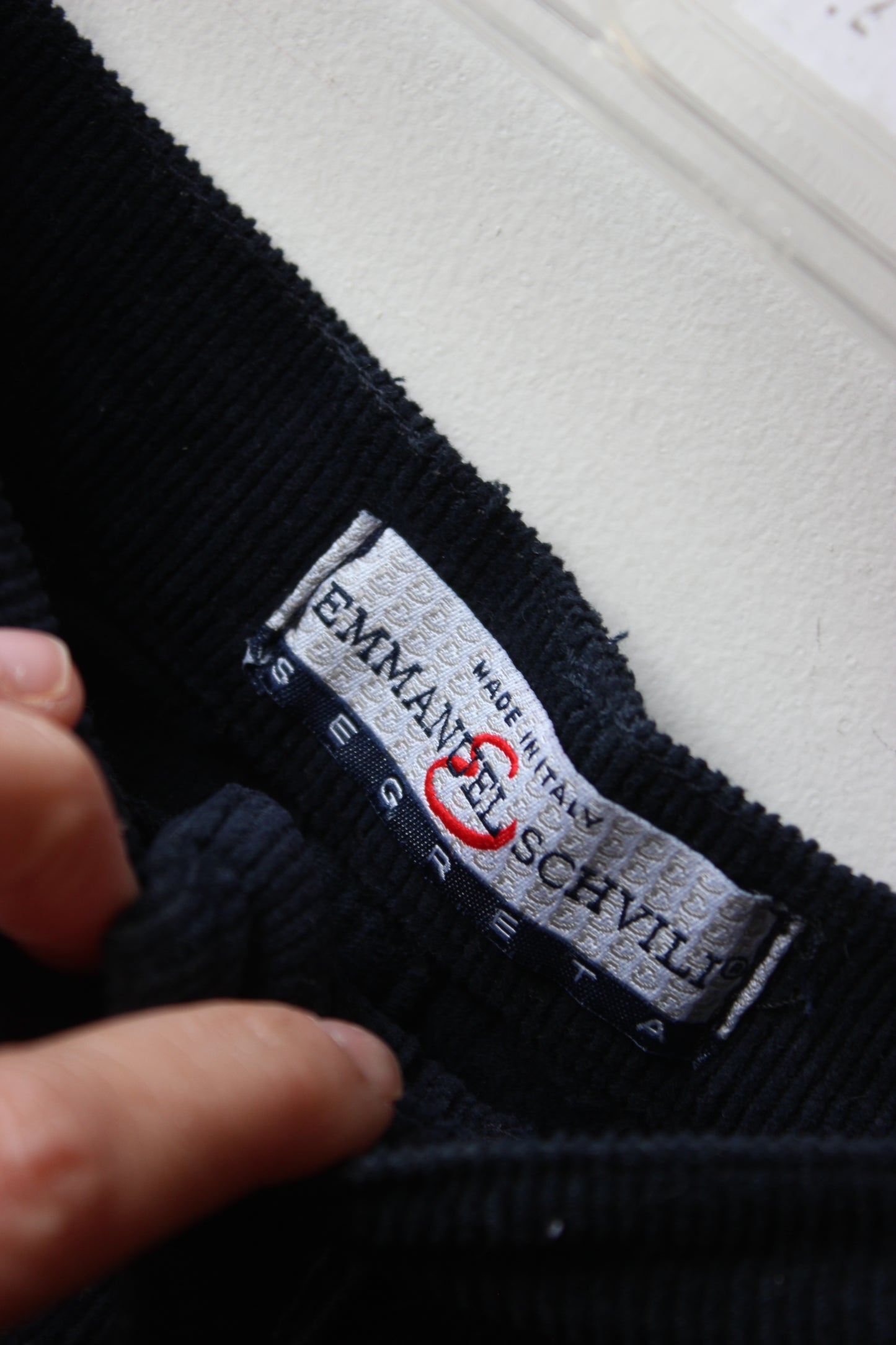 Emanuel Schvili Vintage Navy Corduroy Dog Embroidery Skirt - Waist 34