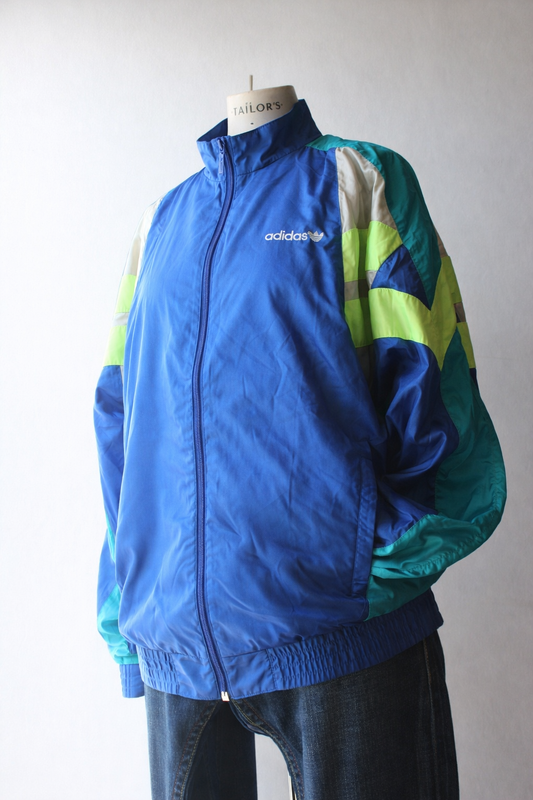 Adidas Originals Vintage Windbreaker Blu/Verde Fluo — Taglia S