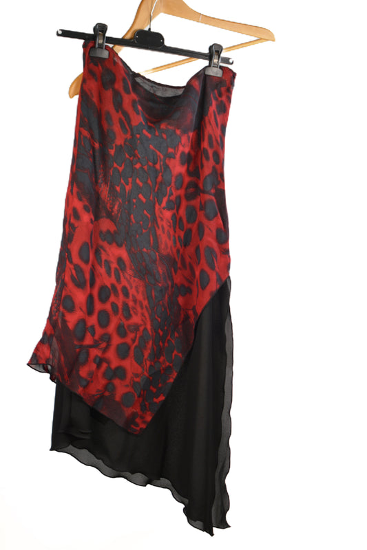 Gonna Asimmetrica Animalier Vintage — Chiffon Bicolore Taglia L