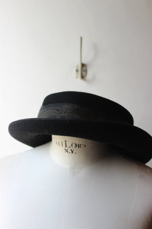 Carlo Sala Monza Vintage Hat - Black with Decorations