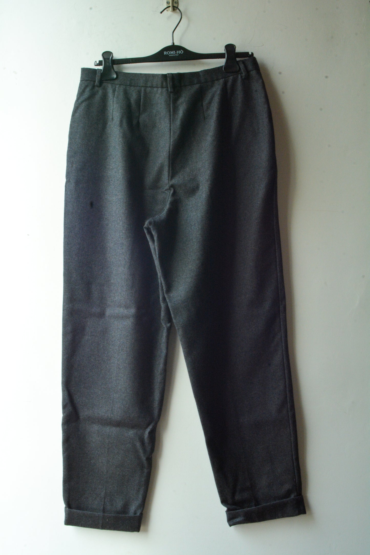 Pantaloni Vintage Lana Grigia con Pince
