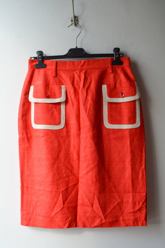 Gonna Vintage Tina Pedroni – 100% Seta Arancio Corallo