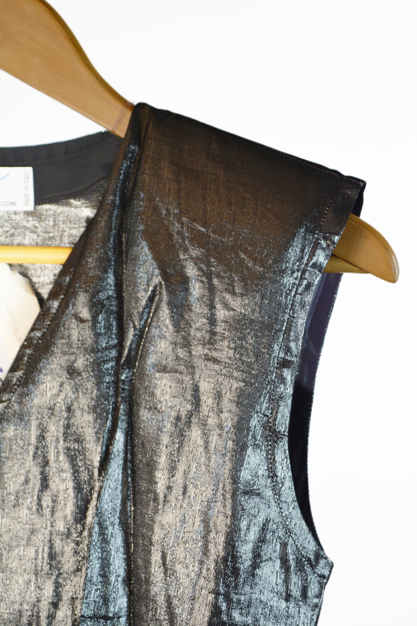 LE PRIME Mario Pucci Cecconi Vintage Abito Lamé Nero argento - Made in Italy