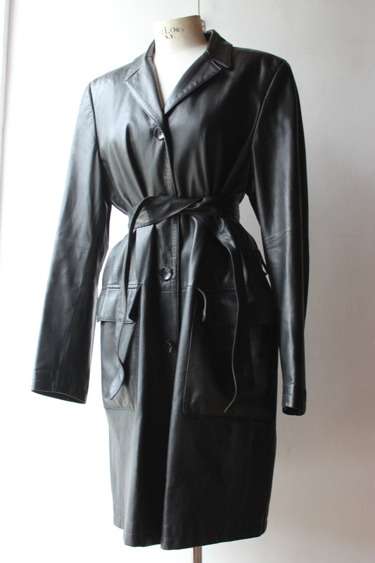 Cappotto in Pelle Vintage Nero Mabrun - Taglia 46