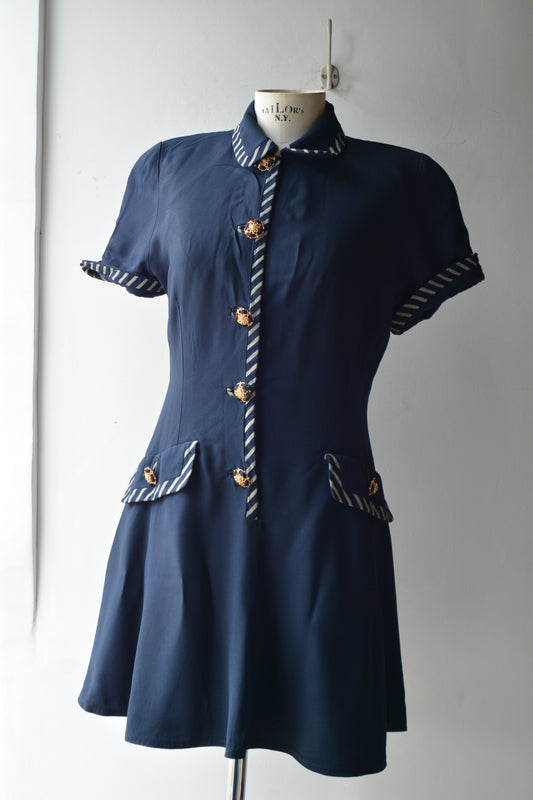Abito Vintage Blu Navy Clips Made in Italy Stile Marinaro