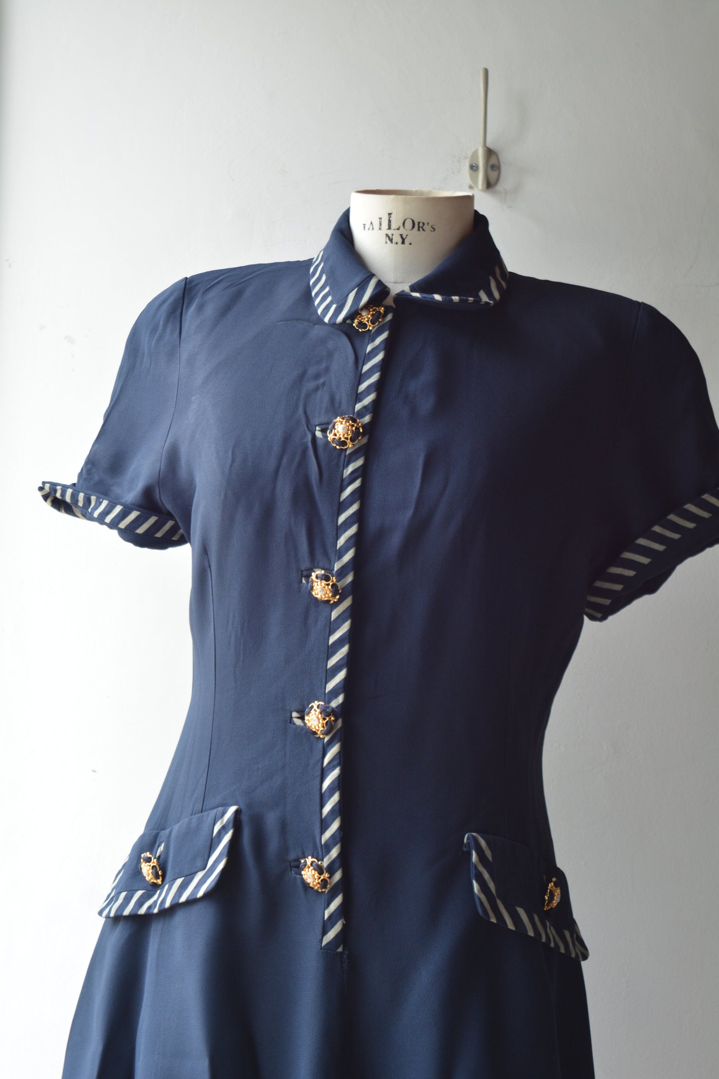 Abito Vintage Blu Navy Clips Made in Italy Stile Marinaro