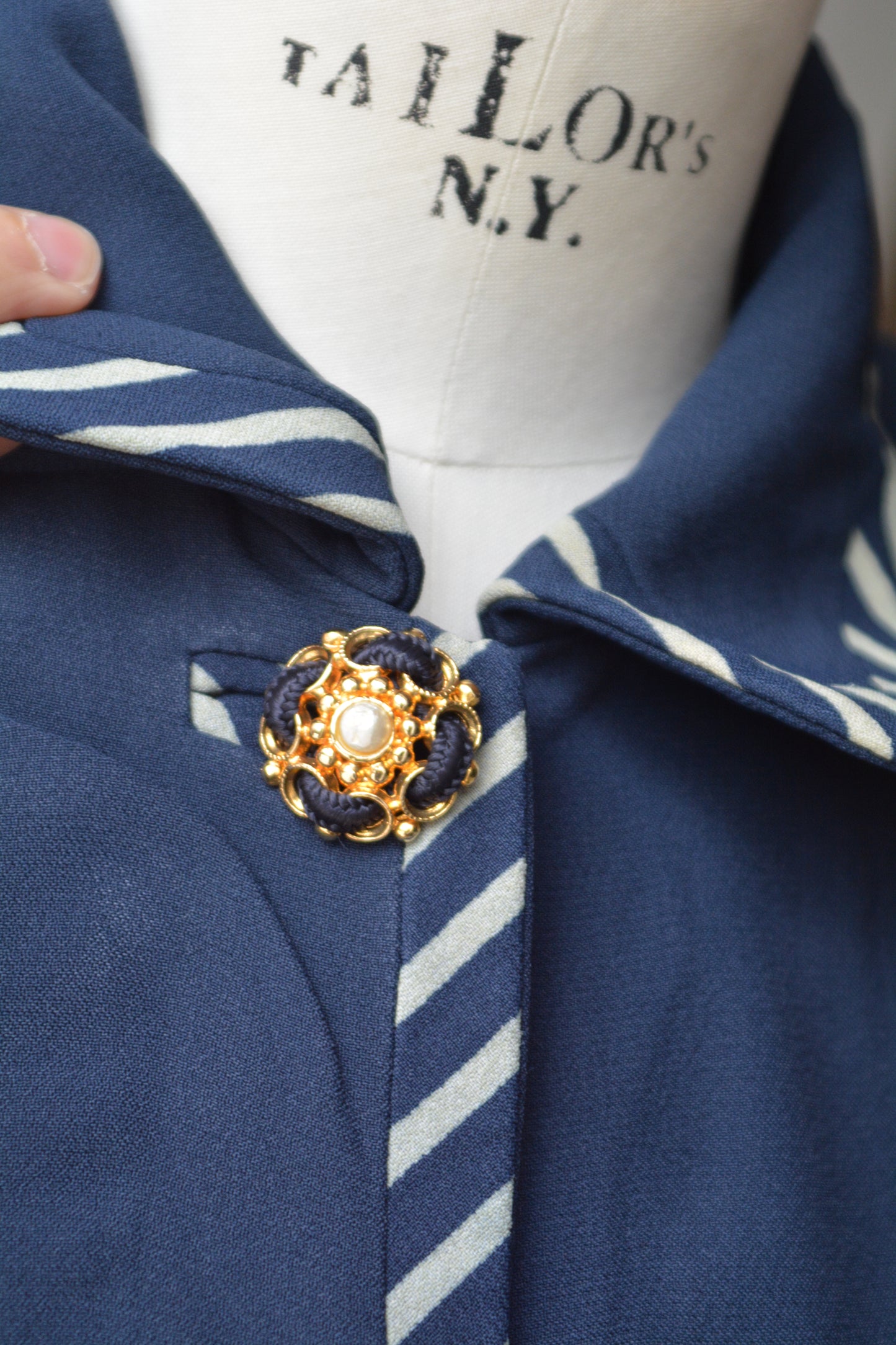 Abito Vintage Blu Navy Clips Made in Italy Stile Marinaro