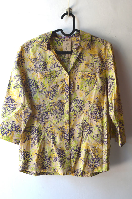 Gramicci Camicia Vintage Tropicale Foglie Giallo/Viola – Taglia S